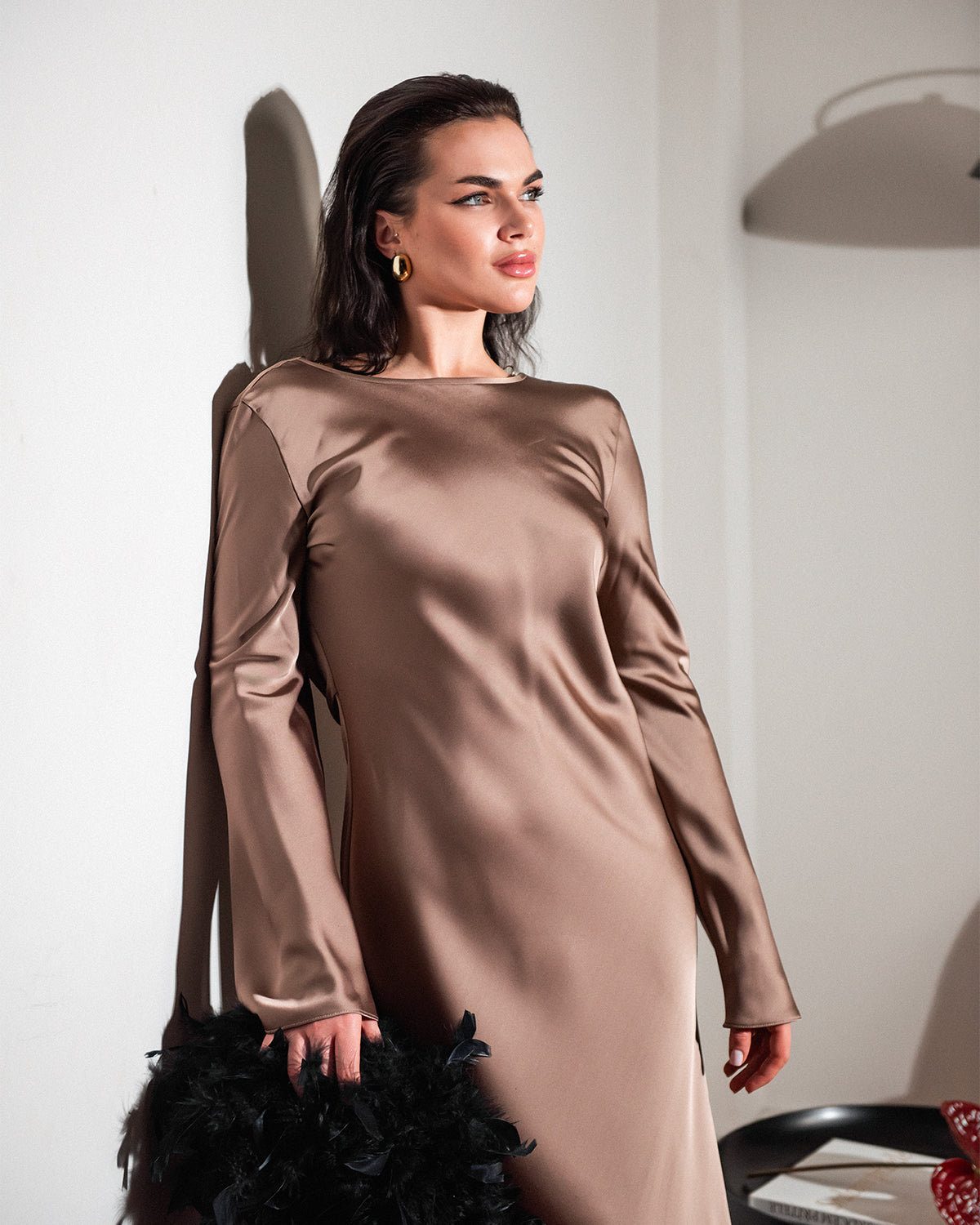 Bella Maxi Dress with Open Back in Cappuccino