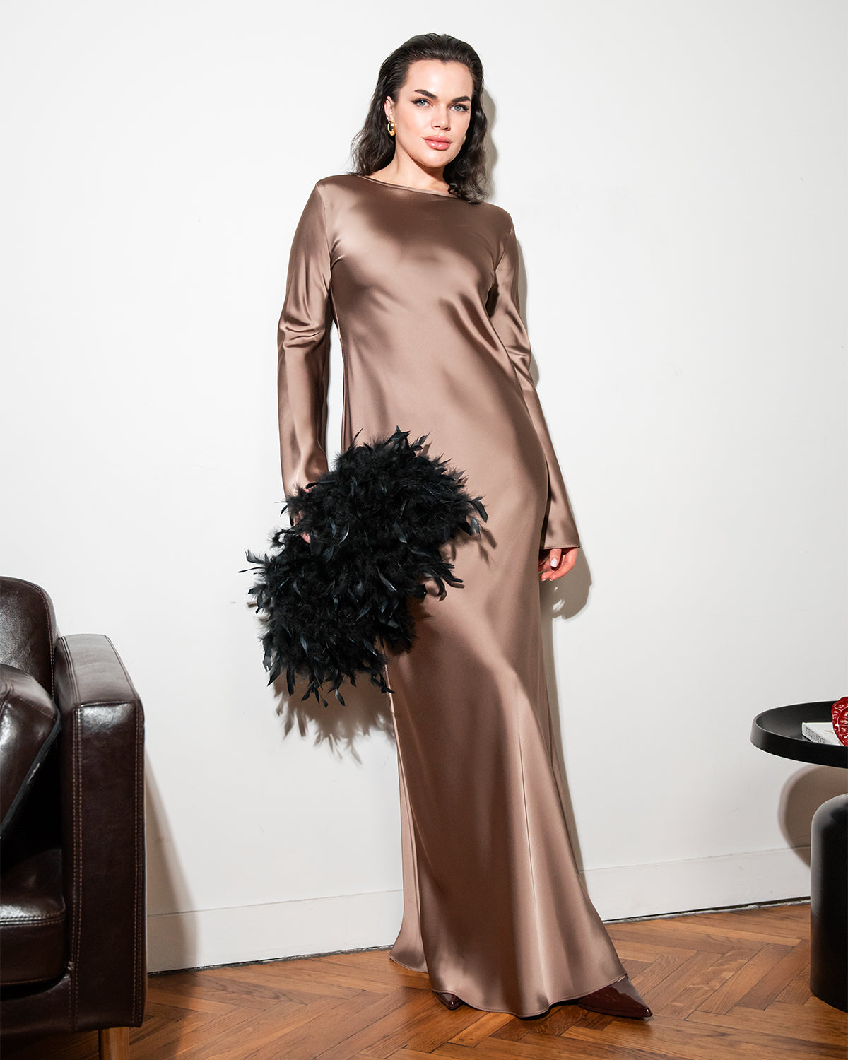 Bella Maxi Dress with Open Back in Cappuccino