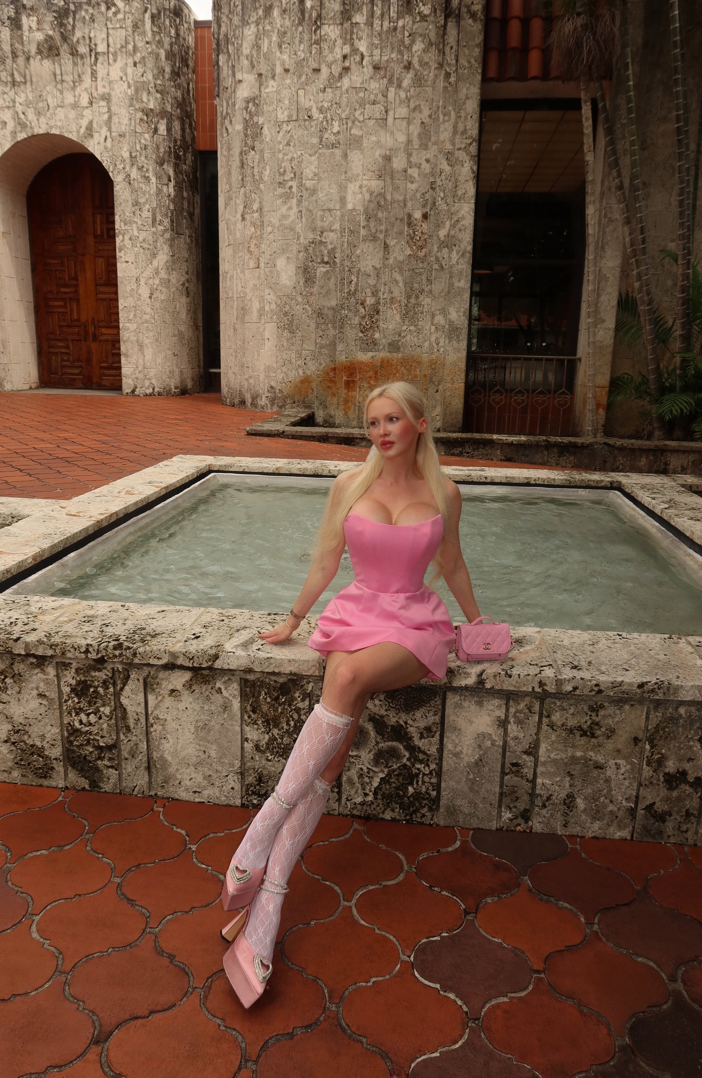 Tulip Mini Dress in pink