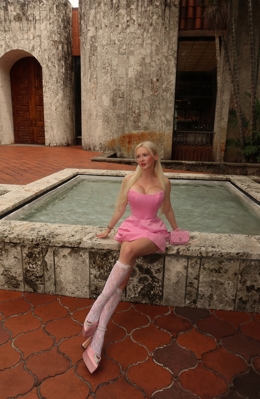 Tulip Mini Dress in pink